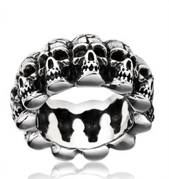 High Quality Men Exaggerated Retro Punk Skull Ring Stainless Steel Ring Titanium Steel Jewellery Halloween ring 1448537