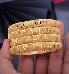 Wando 24K 4pclot Ethiopian Wedding Luxury Dubai Bangels For Women Arab African Gold Color Bracelet Jewelry Middle East Gift Bangl1593615