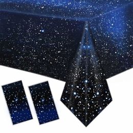 Disposable Dinnerware Starry Sky Theme Table Cloth Outer Space Star Happy Birthday Party Decoration Childrens and Galaxy Covers Q240507