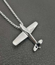 Pendant Necklaces Fashion HipHop Stainless Steel GoldPlated Aeroplane Personality Casual Necklace Rock Party Jewellery For Men3660972