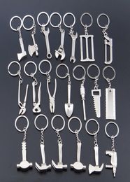 Portable keychain Home Essential Tools Stainless Key Chain Rings Creative Mini Axe Saw Wrench Hammer Shape Keyring Birthday Gift3297681