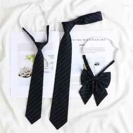 Bow Ties Green Striped Dark Blue Tie Men's Japanese JK College Style Lazy Free Shirt Accessories Women