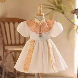 Christening dresses New Chinese Style Childrens Princess Dress Wedding Birthday Baptist Party Flower Girl Bridal A3798 Vestidos Q240507