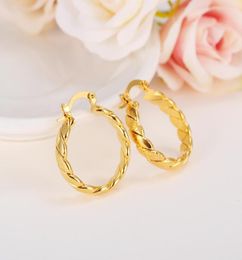 22K 23K 24K Thai Baht YELLOW GOLD GP EARRINGS Hoop E India Jewelry Brincos Top Quality Wave5361887