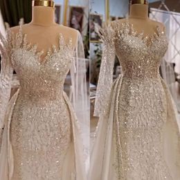 Design del matrimonio sirenanera irregolare paillettes vintage abiti perle perle maniche di tulle in tribunale su misura per abito da sposa su misura per le dimensioni da sposa vestidos de noni