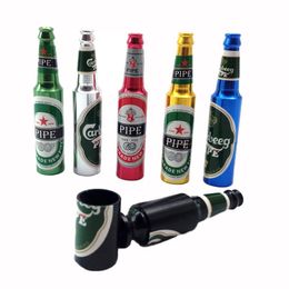 Mini Beer Smoking Metal Pipes Portable Creative Smoking Pipe Herb Tobacco Pipe Gift Grinder Smoke Hookah Random Color1452025