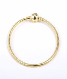 925 Sterling Silver Bracelet 3mm Chain Yellow gold Fit Charms DIY Making Bead Bangle Gift For Women Jewelry9096107