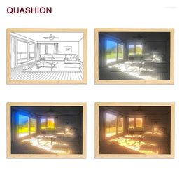 Table Lamps Gift Lamp Artwork Wall Painting Dimming USB Plug LED Deco INS Window Sunlight Indoor Night Po Wooden Luminous