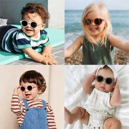 Sunglasses New Children Vintage Frosted Round Outdoor Sun Protection Sunglasses Baby Girls Acrylic UV400 Sunglasses Kids Fashion Glasses