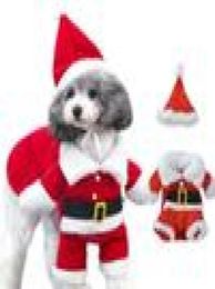 Dog Apparel Coat Christmas Pet Santa Costume Clothes Hoodie Jumper Xmas Outfit UK For Puppy Warm Cat Coats Winter9515174