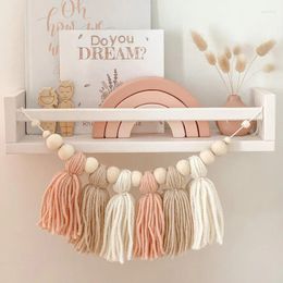 Decorative Figurines Nordic Macaron Colour Wooden Beads Tassel Ornaments Home Furnishings Wall Hanging 2024 Ins Decorations Children's Room