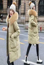 Long Parkas for Women Fashion Korean Style Clothing Black Winter Jackets with Big Fur 2107098876859