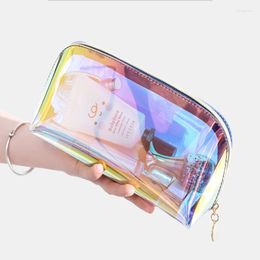 Storage Bags 1pcs Makeup Bag Laser Cosmetic Make Up Travel Portable Dumpling Shaped Transparent Toiletry