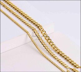 Pendant Necklaces Hip Hop Womens Men Necklac Cadenas Cubanas 18K Gold Plated Thick Cuban Link Chain Stainls Steel Drop Delivery2987444