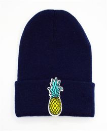 LDSLYJR Cotton Pineapple fruit embroidery Thicken knitted hat winter warm hat Skullies cap beanie hat for adult and children 1472629538