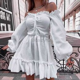 Casual Dresses Designer Dress Autumn New Commuter First Love Little White Dress Crepe Cotton Long sleeved A-line Skirt for Women Plus size Dresses
