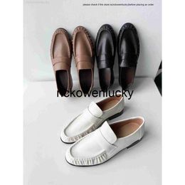 the row Super soft new style of the * row loafers Women's genuine leather low heel flat sole single shoe with one foot pleated small leather shoes 8EUZ