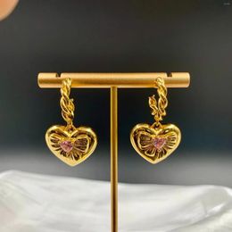 Dangle Earrings Sweet Twist Golden Love Simple Classic Heart Pendant Eardrop Ring Jewellery Set