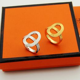 New Design women gold Rings Titanium Steel Letter HH screw thread Couple Ring Designer Jewellery HR0088069