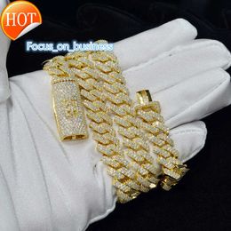 Pendant Necklaces 10MM Moissanite Cuban Chain Fast Shipping Round Brilliant Cut 10k 14k Solid Gold Cuban Link Chain For Men Women