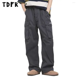 Men's Pants Pocket Cargo Mens Letter Print Safari Style Loose Wide Leg Drawstring Trousers Men Jogger