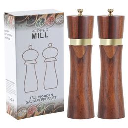 Wooden Salt and Pepper Grinder Sets Manual Spice Adjustable Ceramic Mill Sea Grinding Kitchen Shaker Mills 240429