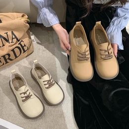 Casual Shoes Woman Shoe Soft Oxfords Round Toe Autumn British Style All-Match Slip-on Leather Fall Preppy Moccasin Cross Sli