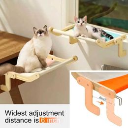 Cat Beds Furniture Universal window mat hammock easy to clean high-quality fabric 40 pound wooden assembly hammock pet supplies hammock I8n3 d240508