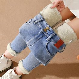 Women's Jeans Winter Thick Velvet Women High Waist Fleece Warm Slim Stretch Skinny Ladies Casual Denim Mom Pencil Pants Female Trousers