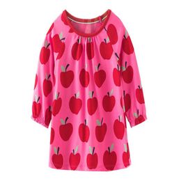 Flickans klänningar hoppande mätare Ny ankomst Apple Printed Princess Party Dress Autumn Spring Girls Cotton Clothing Hot Selling Baby Birthday Dressl2405