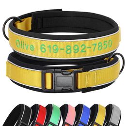 Reflective Custom Dog Collar Personalized Embroidery Pet Puppy Cat Embroidered Phone Name For Small Medium Large 240508