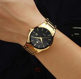 relojes hombre 2020 WWOOR Gold Watch Men Luxury Mens Quartz Wristwatch Business Watch Stainless Steel Waterproof Auto Date Clock C8844223
