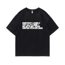 s Rapper Destroy Lonely Alyx Print Tshirt Mens Oversized Cotton Short Sleeve Tees Men Hip Hop Rap Style T-shirt Man Street T Shirt J240506