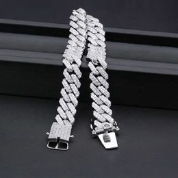 Cadermay Luxury 925 Sterling Silver 12mm Moissanite Prong Cuban Link Chain Vvs Pass Gra Diamond Two Row Mens Hip Hop Jewellery