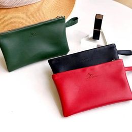 Cosmetic Bags Portable Container Data Cable Storage Water-resistant Lipstick Coin Purse PU Leather Handle Mobile Phone Case