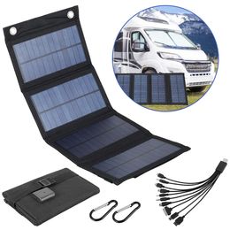 Solar Panel Folding Charger Portable Battery for Cell Phone Outdoor Waterproof Power Bank Camping Accessories 240508