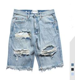 Mens Jeans Summer New High Street Distrressed Washed Solid Colour Male Denim Shorts Hole Jeans Asian Size S2XL6339767