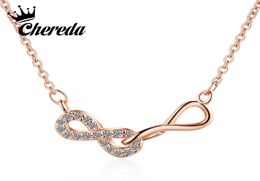 Pendant Necklaces Chereda Brilliant Cubic Zircon Infinity Necklace Chain Choker Femme Rose Gold Collars Women Lover Fashion Jewelr8479257