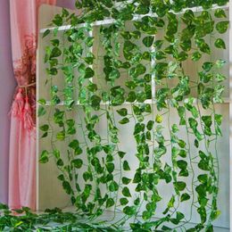Decorative Flowers Hanging Artificial Green Leaf Garland Liana Ivy Plastic Fake Plant Wedding Party Supplies Garden Home Decoration