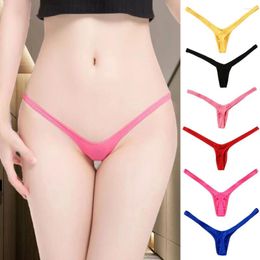 Women's Panties Candy Colour Deep V Thong Breathable Line Sexy Low Waist Mini Bikini Bottom Thongs Panty Women Underwear