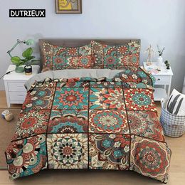 Bedding sets Bohemian style down duvet cover geometric Mandala ethnic style bedding set double size with pillowcases for bedroom decoration J240507