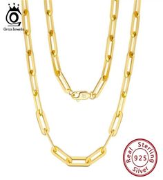 ORSA JEWELS 14K Gold Plated Genuine 925 Sterling Silver Paperclip Neck Chain 6 9 3 12mm Link Necklace for Men Women Jewellery SC39 24836204