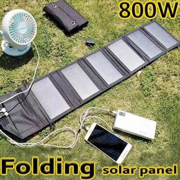 800W Foldable solar panel 5V 6Fold portable panels charger USB DC Full time power mobile supply 240508