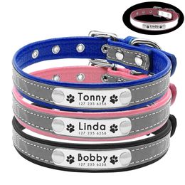 Reflective Pet Dog Custom Collar Adjustable Free Engraved Small Medium Dogs Cats Puppy Kitten Necklace Nameplate ID Tag Collars 240508
