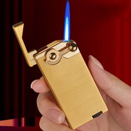 Hot Sale Creative Rocker Arm Metal Windproof Lighter Oblique Fire Blue Flame Gas Unfilled Lighter For Cigarette