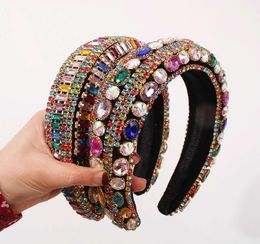 Luxury Full Crystal Hairbands Womens Hair Accessories Baroque Padded Head Band Colorful Rhinestone Headband Princess Headdress3100023