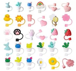 Creative Silicone Straw Tips Cover Reusable Drinking Dust Cap Splash Proof Plugs Lids Anti-dust Tip Cherry Blossom Rainbow Cat Paw For 6-8mm Straws C0616G037602432