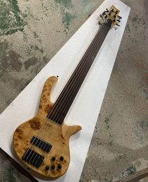 Fretless 6 Strings Original Body Electric Bass Guitar with Black Hardware,Can be Customised