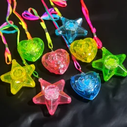 Decoration 20/30pcs Star Heart LED Light Up Necklace Pendants Kids Flashing Glow Gift Blinking Toy Party Christmas Wedding Party Decoration