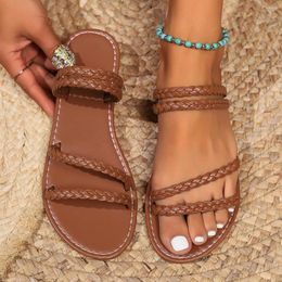 Slippers Women 2024 Summer Casual Comfort Beach Sandals Outdoor Flip Flops Flat Simple Shoes Open Toe Slides